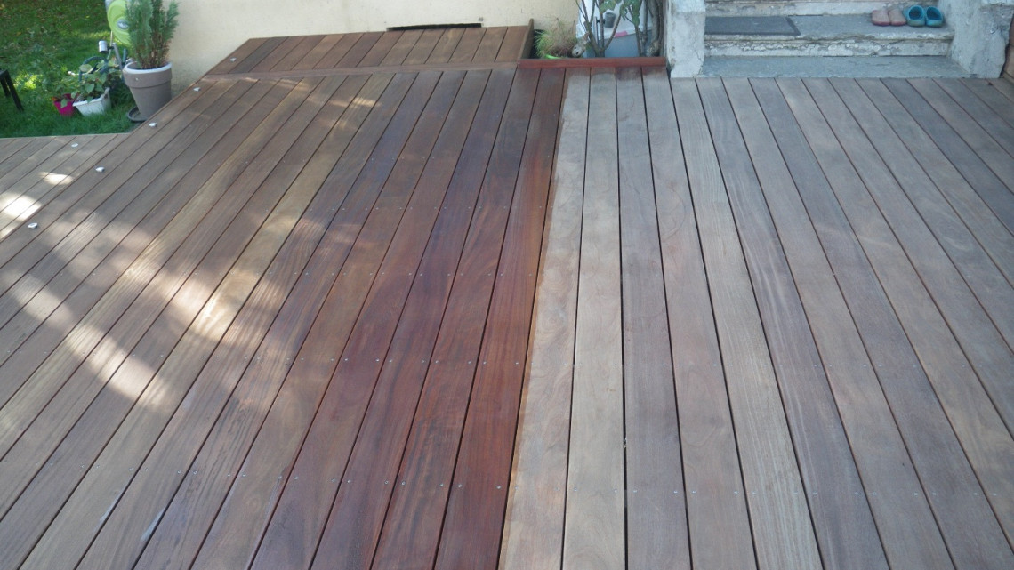 Aménagement jardin terrasse bois IP avec jacuzzi à SAINT-ROMAIN-AU-MONT-D'OR